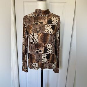 1990s/80s Leopard Print Turtleneck Top